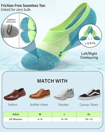 Gonii Compression No Show Athletic Womens Socks Running Cushioned 5-6 Pairs - color: 5 Pairs Mood Boosting Colors, size: 5-8