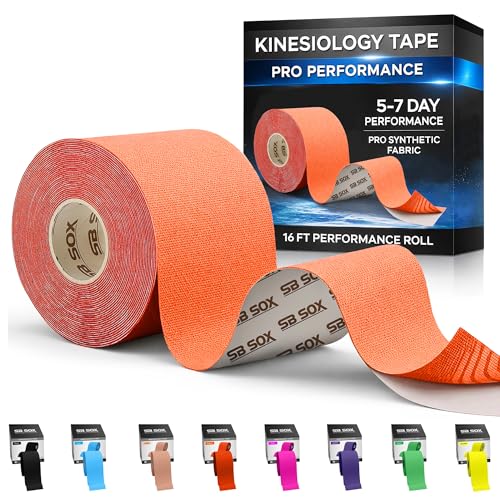 SB SOX Pro Kinesiology Tape, Synthetic Latex-Free, 16 ft (Orange - Uncut) - color: Orange - Uncut