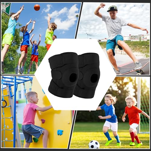 Foilswirl 1 Pcs Kids Knee Brace with Side Stabilizers,Black - color: Black