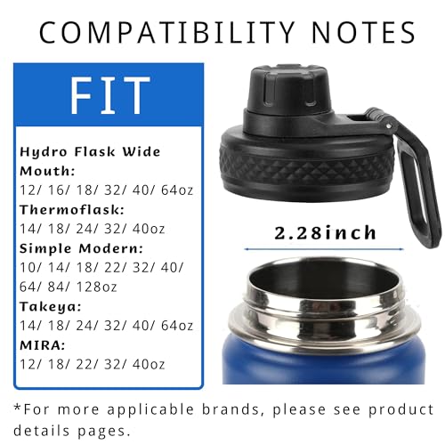 Spout Lid Replacement for Hydro Flask Wide Mouth 12, 16, 18, 32, 40, 64 OZ, Chug Lid for Thermoflask with Handle, Replacement Lid for Wide Mouth Water Bottle 2.28in - color: Spout Lid-C