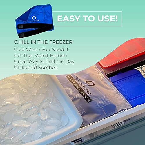 Rectangle Gel Pad for Arm, Leg, Knee, and Back - 15''x11'' Reusable Gel Ice Pack with Elastic Fastener for Hands-Free Application - Cold Packs for Post-Surgery or Sport Injuries - 1 Pack Blue - style: Rectangle Gel Ice Pack