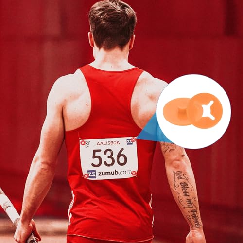PATIKIL Running Bib Race Clips, 40 Pcs Race Fastener Race Number Buckle Fixing System Marathon Number Buckles Fasteners Holders for Runners Field, Orange - color: Orange