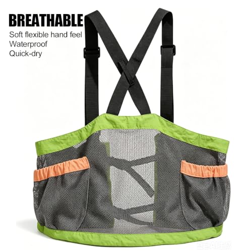 Lightweight Hiking Vest Bag, Multi‑Pocket Adjustable Running Chest Pack, Utility Outdoor Vest Pouch for Women, Men & Kids - color: Green