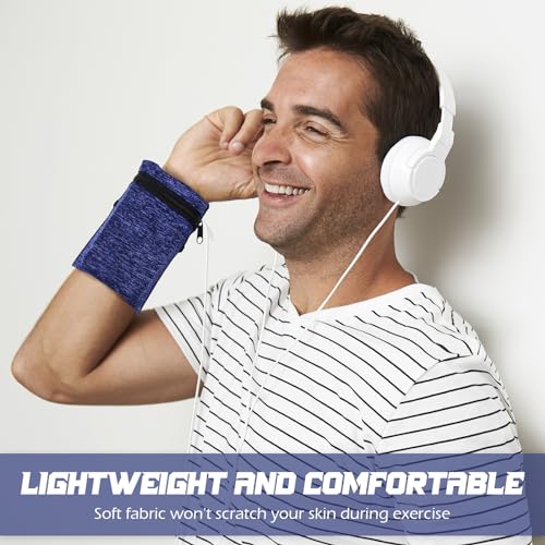 Honoson 5 Pcs Wrist Wallet Women Men Wristband Zipper - color: Black, Gray, Navy