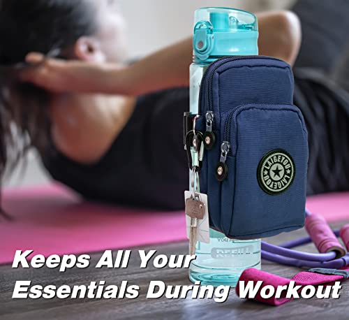 Gym Water Caddy with Phone Holder, Water Bottle Sleeve Bag with Pocket for Cards, Keys, Wallet, Gym Bottle Accessories for Men Women - color: Purple