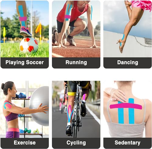 52CT Precut Kinesiology Tape Strips-Latex-Free Kinetic Tape for Pain Relief