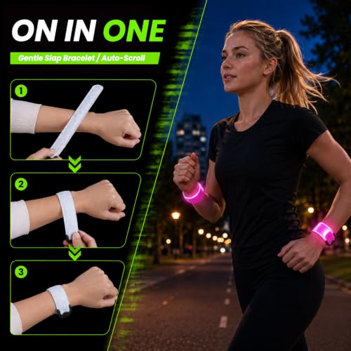 Rechargeable LED Armbands 2-8 Packs, High Visibility Running Gear - color: White x 2