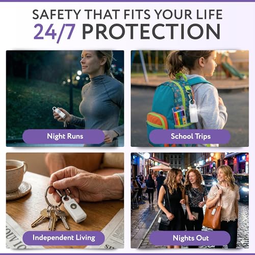 HOOTIE Personal Safety Alarm for Women, Men and Kids — 130dB Personal Alarm Keychain, Pull Pin Safety Alarm Keychain with Strobe Light, Self-Defense Alarm for Campus, Travel and Running — White - color: White