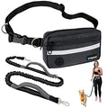 PetAmi Hands Free Dog Leash Waist Belt Bag Fanny Pack, Single, Black - color: Black, size: 1 Leash