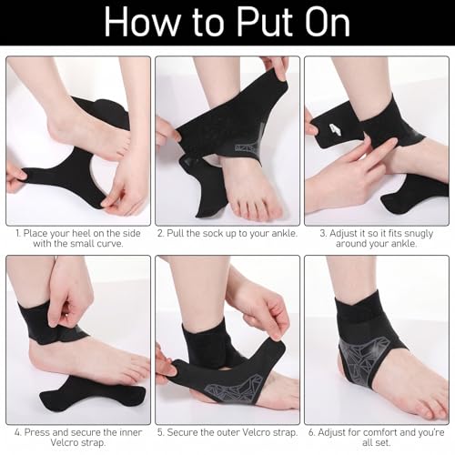 Yolev 2 Pack Elastic Ankle Braces,Ankle Wrap Ankle Sleeve,Black Gray,L/XL
