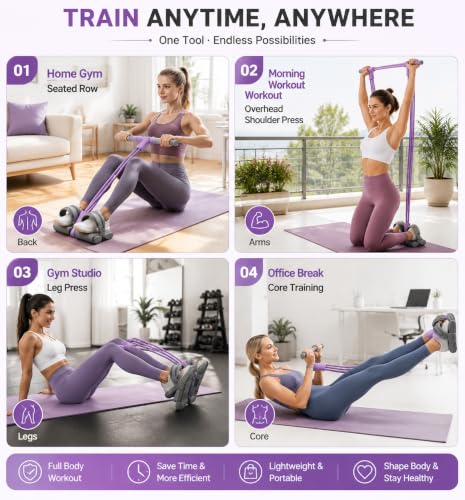 Adjustable Foot Pedal Resistance Bands with Handles - color: Pink