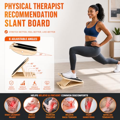 3-in-1 Adjustable Wooden Slant Board for Calf Stretching