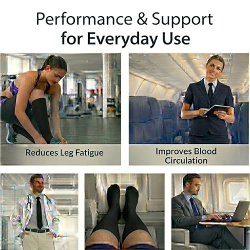 Diamond Star 6 Pairs Compression Socks for Men & Women, Knee High Socks - color: 6 Pairs Black