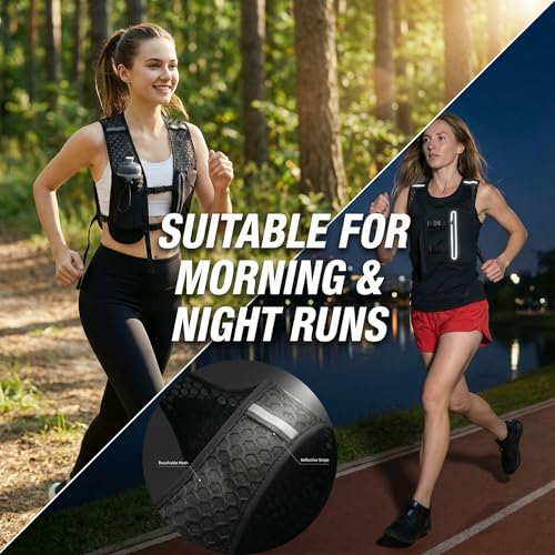Running Vest for Women Men Hydration Backpack with 500ml Soft Flask Lightweight Water Pack - color: Black Vest Only