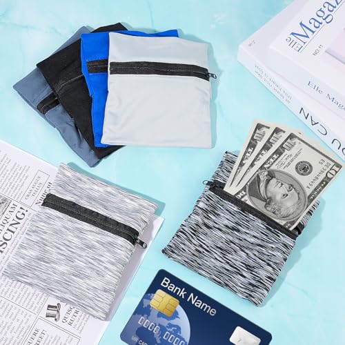 6 Pieces Wrist Wallet for Men, High Elasticity Polyester Wrist Pouch, Wrist Wallet Pocket Wristband with Zipper, Ideal for Travel, Cycling, Running, Walking, Hiking, 6 Colors