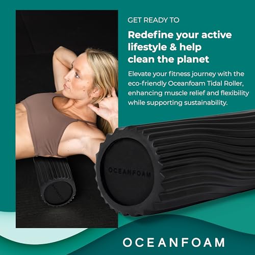 Oceanfoam Tidal Roller - Muscle Massage Foam Roller for Exercise (Black)