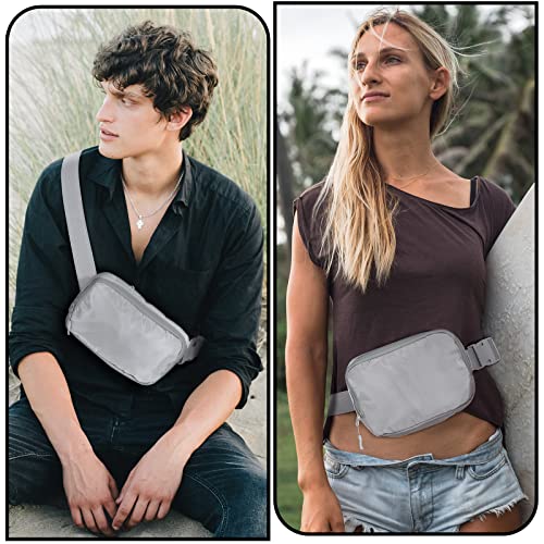 Amazerbst Belt Bag, Fanny Pack, Everywhere Belt Bag,40 Inch Adjustable Strap,for Women and Men,Waterproof - color: Grey