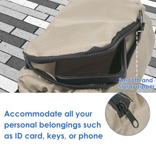 Trail maker Water Bottle Carrier Bag with Strap, Phone Pocket for Walking, Runs, Bike, Stainless Steel, Glass, Plastic - color: Khaki