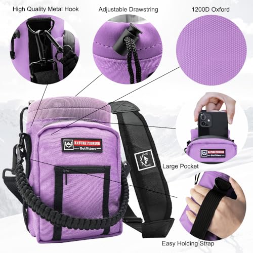 NATURE PIONEOR 26-128 oz Insulated Water Bottle Carrier Holder with Strap - color: Purple, size: 64oz