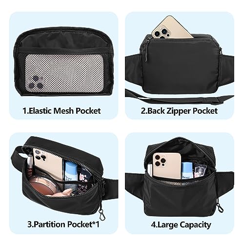 Fanny Pack Waist Belt Bag Fashion Fanny Women and Men Gift Waist Pack With Adjustable Strap For Travel Running 2L Black - color: 2L Black