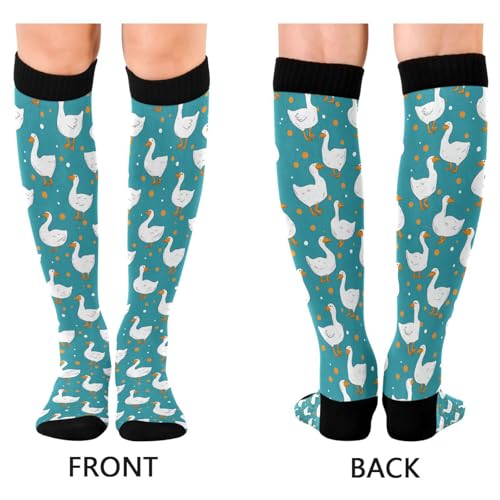 Wusikd Heartbeat Symbol Compression Socks for Women and Men Circulation Black Long Socks for Athletic Running 1 - color: Goose