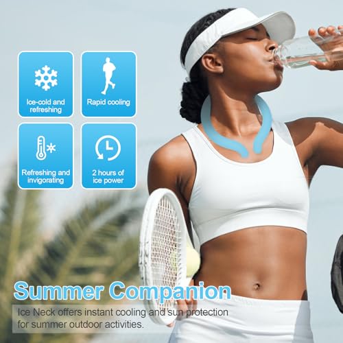 Neck Cooling Tube with Insulated Bag, Reusable PCM Ice Ring, Neck Cooler - color: Blue