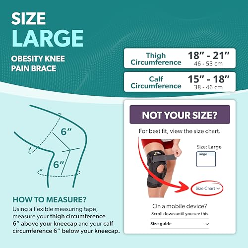 BraceAbility Obesity Hinged Knee Brace - Overweight to Plus Size Wraparound Support for Womens and Mens Arthritis Treatment, Bariatric Joint Pain Relief, Kneecap Instability, Ligament Weakness (Large) - size: Large