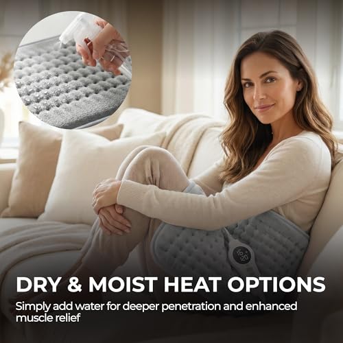 Heating Pad for Back, Shoulders and Neck, Gray, 23.6 x 11.8 in - color: Grey, size: 23.6 x 11.8 Inch