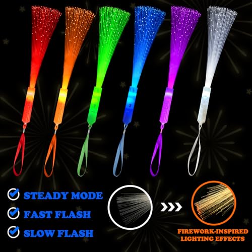 Halloween Glow in Dark Party Favors for Kid,12PCS Light Up Fiber Optic Wand