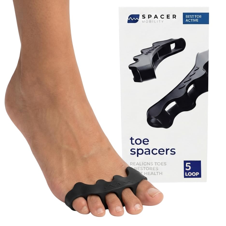The Toe Spacer from Spacer Mobility, Recovery from the Ground Up, Correct Bunions, Plantar Fasciitis, & Correct Toes | Unisex Therapeutic Toe Spacer - Relieve Foot Pain and Tension | 5-Loop - size: 5-Loop