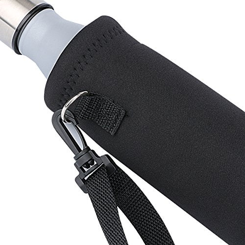 RICHEN Neoprene Water Bottle Carrier Bag with Adjustable Shoulder Strap,Insulated Water Bottle Cover for Stainless Steel/Glass/Plastic Bottles - color: Black, size: 500ml