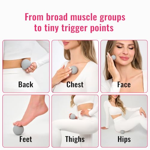 3 in 1 Massage Ball Set – 2.5", 1.9" & 1.2" Firm Silicone Balls for Myofascial Release, Trigger Point Therapy, Back & Foot Pain Relief, Face Fitness, Yoga, Deep Tissue Recovery (Gray) - color: Gray