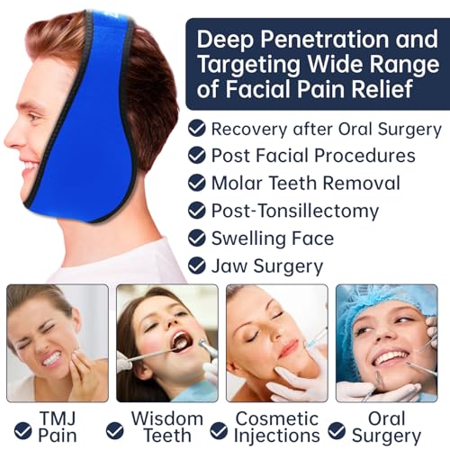 ZNÖCUETÖD Wisdom Teeth Ice Pack Face Head Wrap for Wisdom Teeth Removal Toothache Pain Relief, TMJ, Jaw Ice for Face Oral Surgery, Dental Implant with 4 Reusable Hot Cold Gel Packs (Royal Blue) - color: Royal Blue With 4 Ice Packs