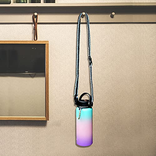 Wongeto Paracord Handle Carrier Holder with Shoulder Strap,Compatible with Hydro Flask Wide Mouth Water Bottles - color: Sky Blue