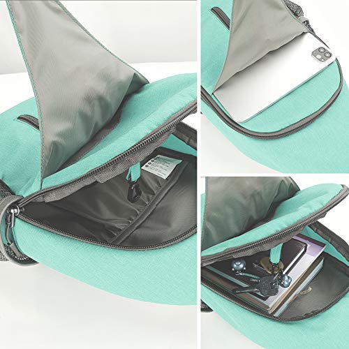 WATERFLY Crossbody Sling Backpack Sling Bag Travel Hiking Daypack - color: N - Mint Green
