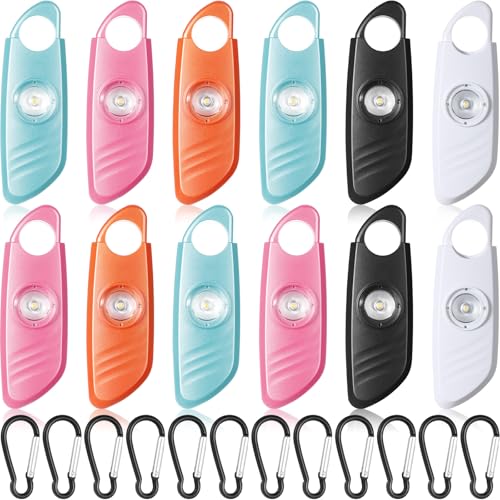 Relaxweex 12 Pcs Personal Safety Alarm for Women with LED Strobe Light and 12 pcs Keychain 130DB Loud Sound Personal Siren Emergency Self Defense Alarm Keychain Safety Devices for Women Men Elderly