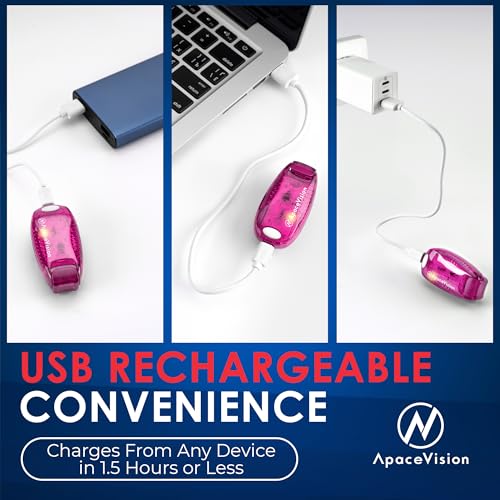 EverLightFX USB Rechargeable LED Safety Light 2 Pack, Clip On Strobe Light - color: Pink