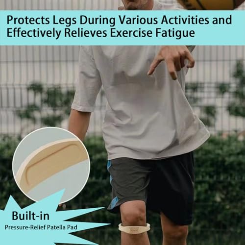 2 Pack Patella with Knee Pads for Patella Tendon Pain Relief - Knee Brace for Tendonitis Jumping Line Running Sports Basketball Men Women Knee with Patella Support (White) (Beige-s)