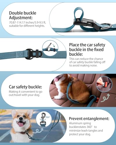 Hands Free Dog Leash, Multifunctional Crossbody Dog Leash - color: InkBlue, size: Large-5.9-9.5ft