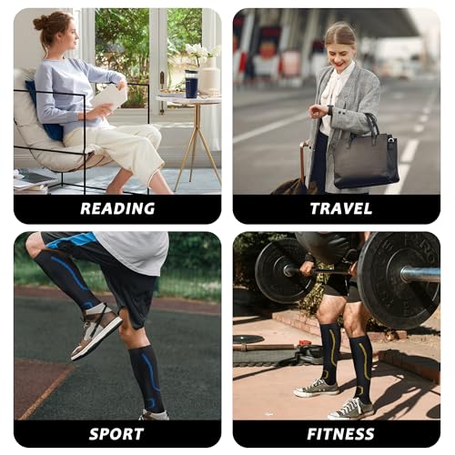 fenglaoda 3 Pairs Compression Socks for Women & Men Knee High Nurse Pregnant Cute Medical Running Travel Athletic - color: 00-3pairs-13, size: Small-Medium