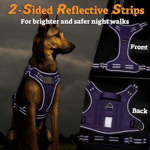 rabbitgoo Tactical Dog Harness for Small Dogs, No Pull Service Pet Vest - color: Purple, size: S(Chest:16.1"-31.5",Neck:15.4"-21.6",Back:7.1")