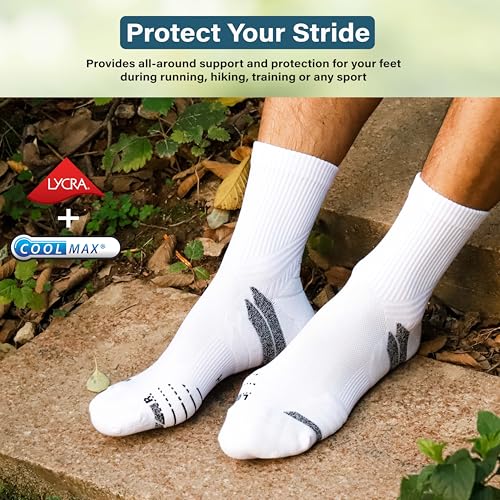 Hylaea Mens Quarter Running Socks for Athletic with Cushion Wicking Coolmax - color: White 3 Pairs, size: X-Large