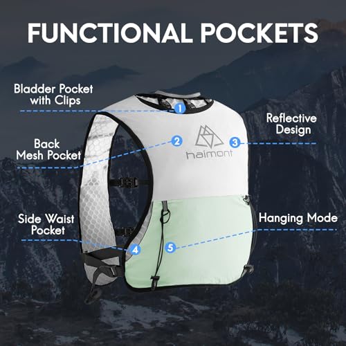 Haimont 5L Trail Running Hydration Vest with Soft Flasks - color: Green, size: Medium