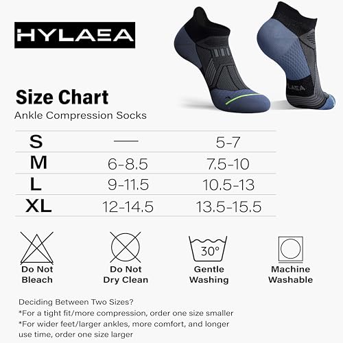 Hylaea Compression Ankle Socks for Running Athletic, Moisture Wicking - color: Blue 6 Pairs, size: Medium