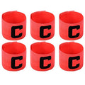 6 Pieces Elastic Soccer Captain Armband Adjustable Football Basketball Player Bands for Adult Youth - color: Rose Red