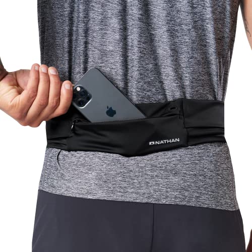 Nathan Running Belt Adjustable Fit Zipster, Zippered, Weather-Resistant Pocket & Two Quick-Stash Pockets for Running Gear, Running Fanny Pack, Walking, Hiking, Gym - color: Black