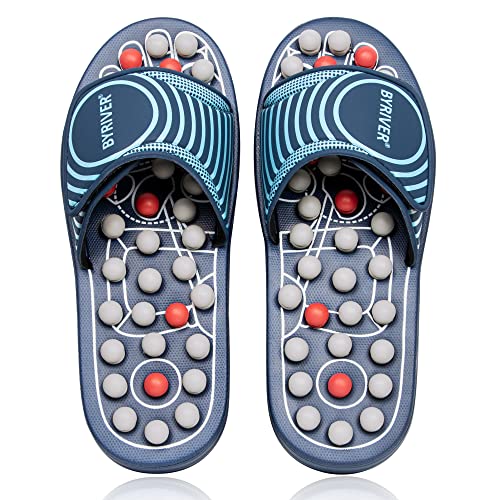 BYRIVER Spring Acupuncture Massage Slippers Deep Tissue Foot Massager, Neuropathy Arthritis Plantar Fasciitis Relief Massage Ball (05XL) - color: Blue Spring Slippers, size: XL-Men(11-12)