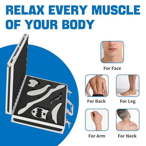 6-Piece Gua Sha Muscle Stainless Steel Scraper Massage Tool Set for Arms/Back/Shoulder Portable Physical Therapy IASTM Tools for Soft Tissue Mobilization with Carrying Case - size: 6 Piece Set