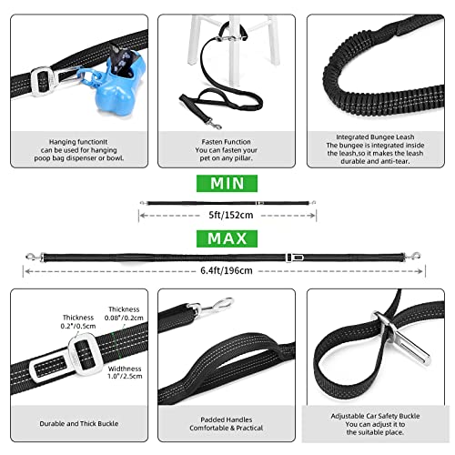 TUDEQU 4-in-1 Hands Free Dog Leash with Large Fanny Pack for Large Dogs - color: DARK GREY