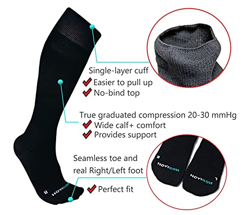 Big and Tall Compression Socks, Knee High, Cotton Blend